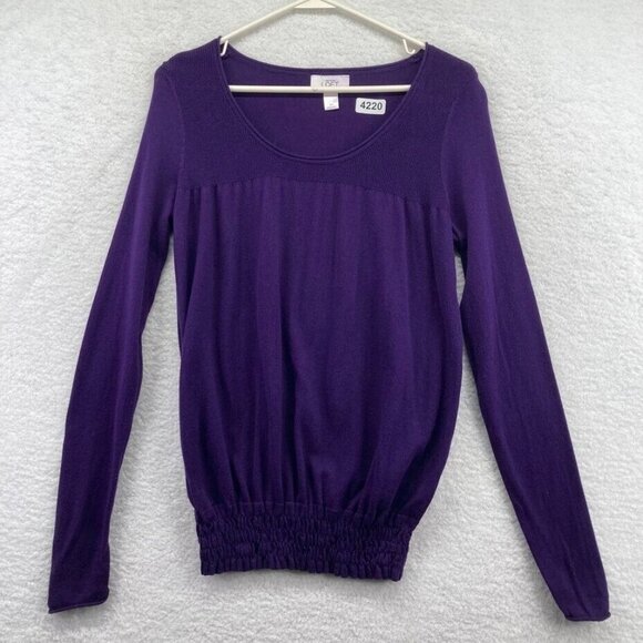 LOFT Sweaters - Ann Taylor LOFT Womens Pullover Sweater Size XS Purple Long Sleeve Elastic Waist
